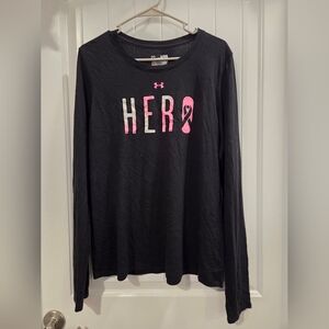 Under Armour Black HeatGear Shirt with Pink Logo